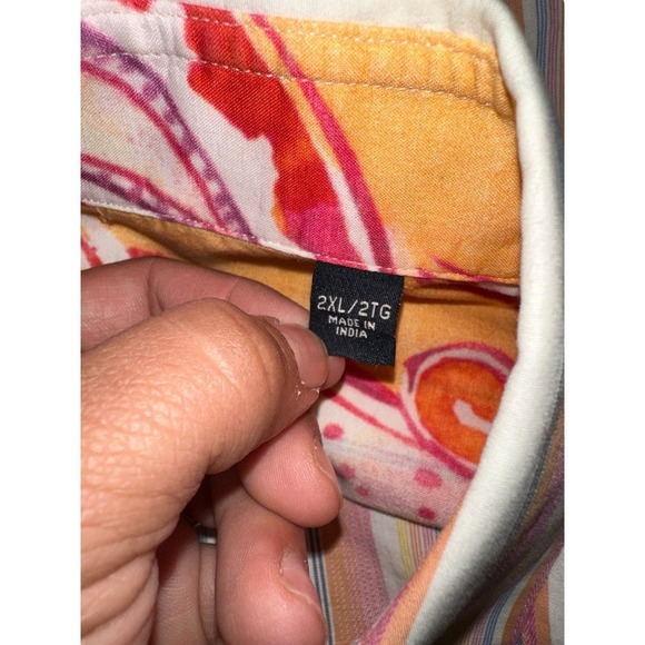 Robert Graham Striped Floral Flip Cuff Button Down Shirt Size 2XL - Picture 6 of 8